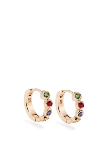 Alison Lou Sapphire, Ruby, Emerald & Gold Twister Earrings