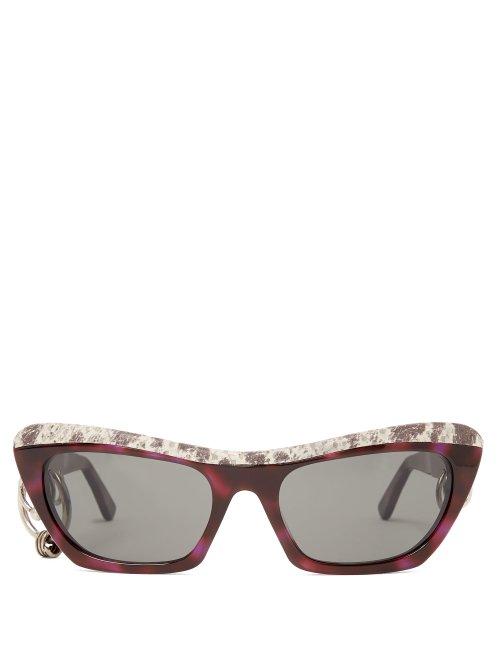 Matchesfashion.com Acne Studios - Dielle Cat Eye Leather And Acetate Sunglasses - Womens - Black Multi