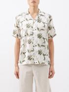 Frescobol Carioca - Roberto Leaf-print Linen Shirt - Mens - Brown Multi
