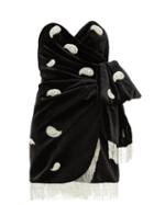 Matchesfashion.com Dundas - Crystal Paisley Velvet Mini Dress - Womens - Black Multi