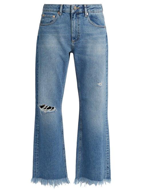Matchesfashion.com Raey - Max Asymmetric Hem Wide Leg Jeans - Womens - Light Denim