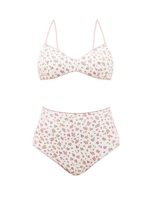 Matchesfashion.com Osree - Fantasy Stories High-rise Floral-print Bikini - Womens - White Print