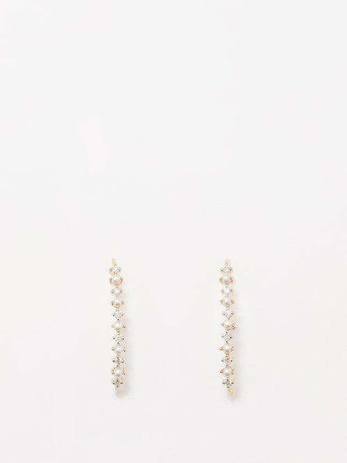 Mateo - The Little Things Diamond, Pearl & Gold Earrings - Womens - Gold Multi