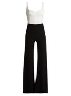 Matchesfashion.com Galvan - Eclipse Crepe And Satin Jumpsuit - Womens - Black White