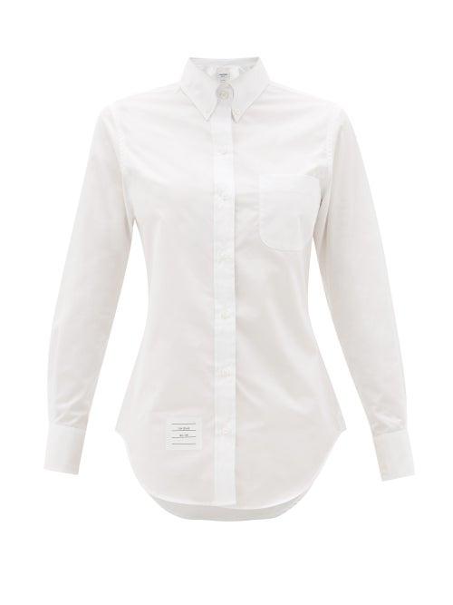 Matchesfashion.com Thom Browne - Logo-patch Cotton-poplin Button-down Shirt - Womens - White