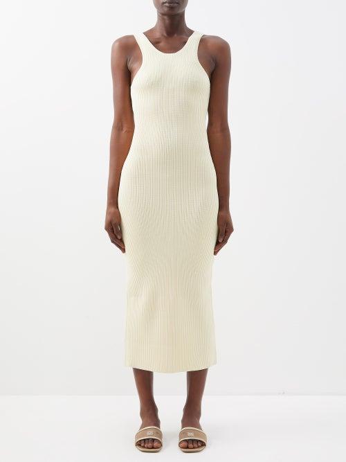 Toteme - Scoop-neck Ribbed Midi Dress - Womens - Cream