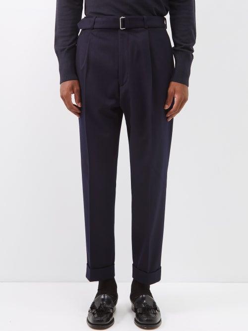 Officine Gnrale - Hugo Belted Wool Suit Trousers - Mens - Navy