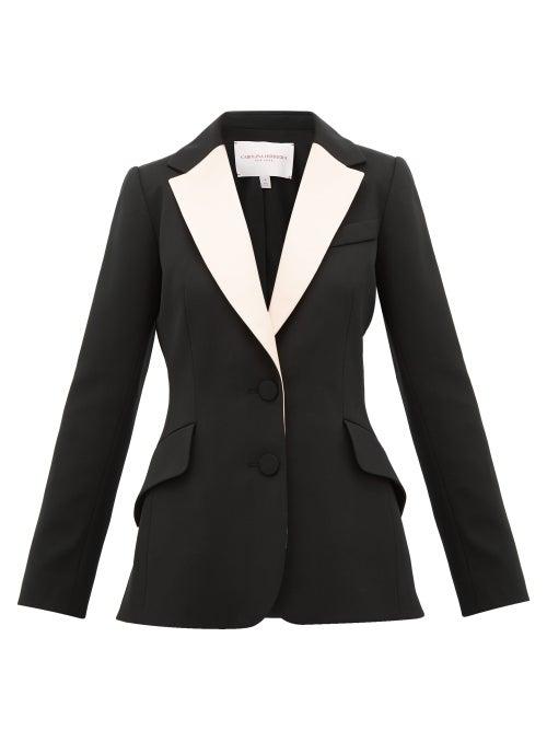 Matchesfashion.com Carolina Herrera - Contrast-lapel Single-breasted Wool-blend Jacket - Womens - Black Multi