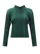 Matchesfashion.com Pleats Please Issey Miyake - Stand-neck Technical-pleated Jacket - Womens - Dark Green