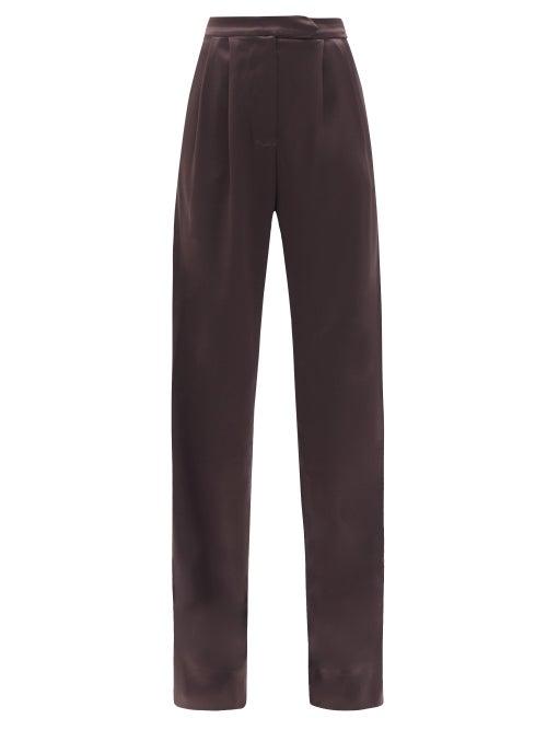 Matchesfashion.com 16arlington - Sakura Wide-leg Satin Trousers - Womens - Brown