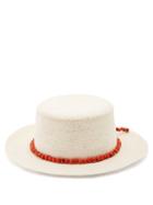 Matchesfashion.com Sensi Studio - Hippie Bead Embellished Woven Straw Hat - Womens - White