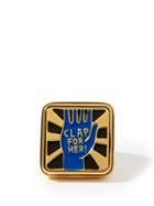 Matchesfashion.com Chlo - Clap For Her! Lacquered Signet Ring - Womens - Blue Gold