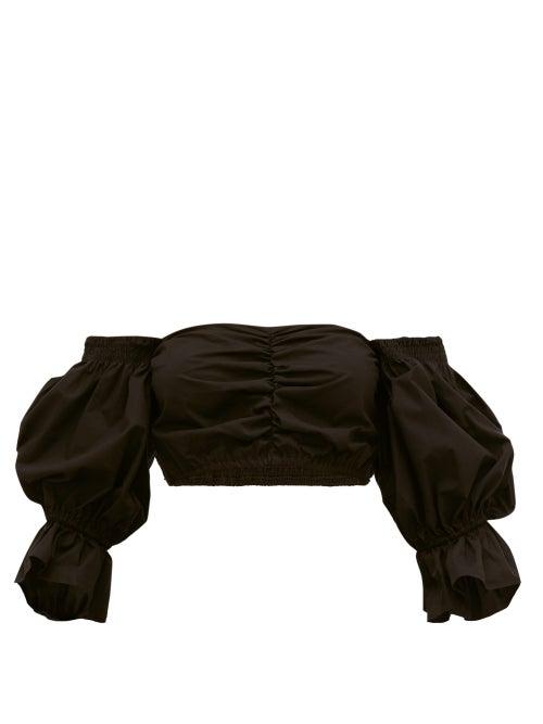 Matchesfashion.com Sir - Blair Off The Shoulder Cotton Poplin Top - Womens - Black