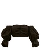 Matchesfashion.com Sir - Blair Off The Shoulder Cotton Poplin Top - Womens - Black