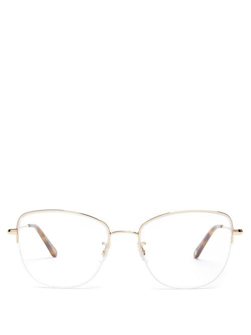 Matchesfashion.com Garrett Leight - Pershing 54 Square Frame Glasses - Womens - Gold Multi