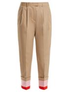 Matchesfashion.com Preen Line - Daria Striped Cuff Stretch Cotton Cropped Trousers - Womens - Beige Multi
