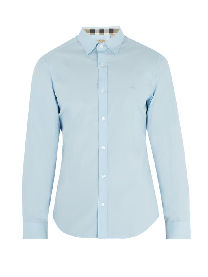 Burberry Logo-embroidered Single-cuff Cotton-poplin Shirt