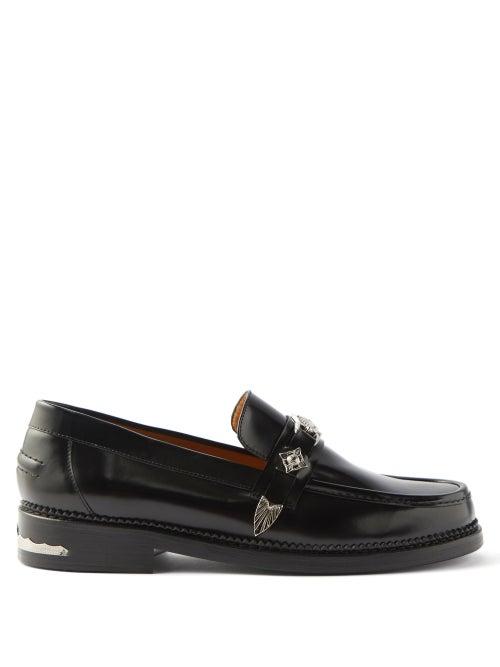 Toga Virilis - Metal-plaque Leather Loafers - Mens - Black