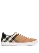 Matchesfashion.com Burberry - Albert Checked Cotton Trainers - Mens - Tan Multi