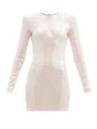 Matchesfashion.com Alexandre Vauthier - Padded-shoulder Sequinned-jersey Mini Dress - Womens - Light Pink