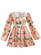 Agua By Agua Bendita - Avena Square-neck Printed Cotton Poplin Mini Dress - Womens - Pink Multi