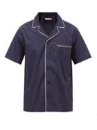 Orlebar Brown - Marne Piped Cotton Pyjama Shirt - Mens - Navy