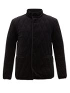 Matchesfashion.com Giorgio Armani - Quilted Technical Velvet Jacket - Mens - Blue