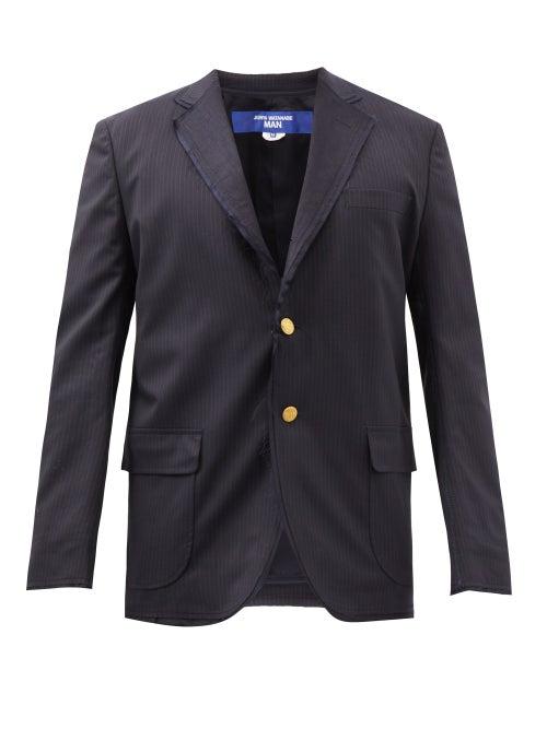 Junya Watanabe - Single-breasted Pinstriped Wool-blend Blazer - Mens - Navy Multi