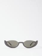 Linda Farrow - Robyn Crystal Half-rim Cat-eye Acetate Sunglasses - Womens - Black