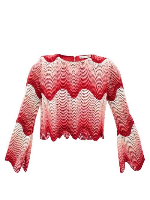 Matchesfashion.com Mary Katrantzou - Worry Less Cropped Wave-crochet Top - Womens - Pink