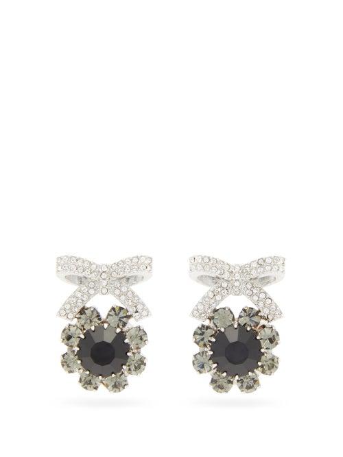 Matchesfashion.com Erdem - Crystal-embellished Bow Stud Earrings - Womens - Crystal