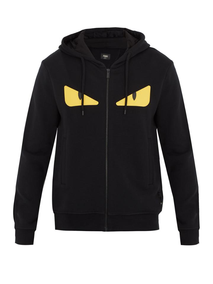 Fendi Bag Bugs Eyes-appliqu Wool-blend Hooded Sweater