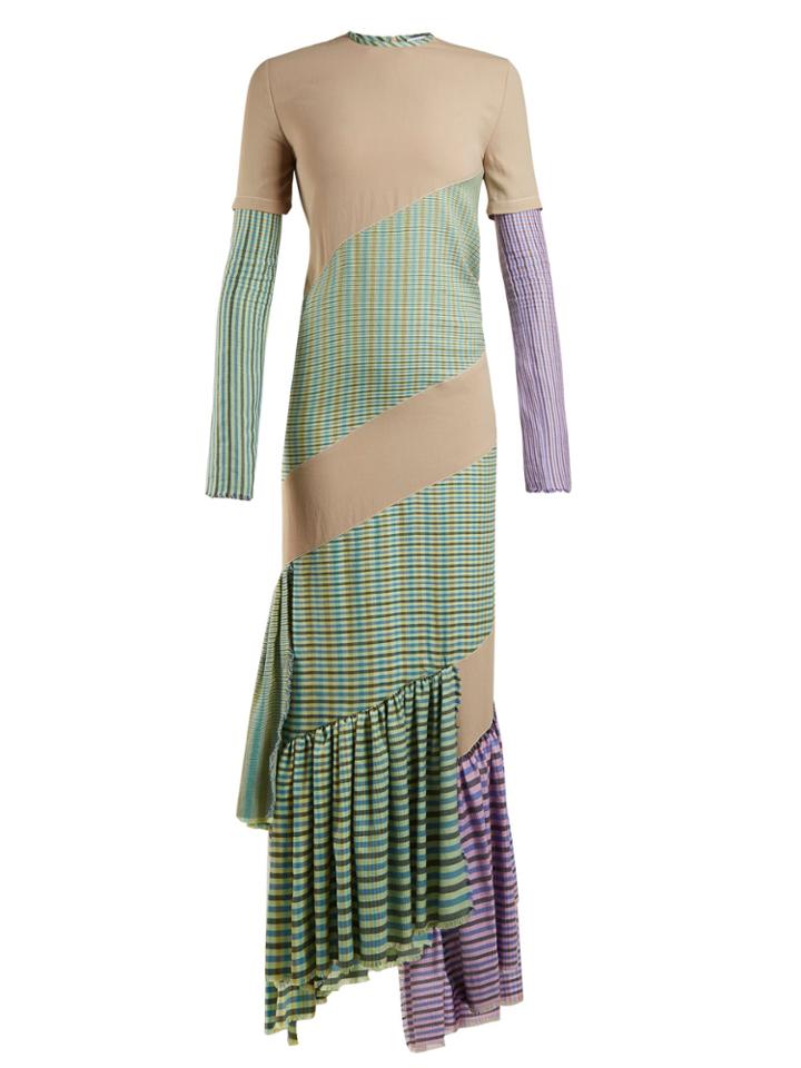 Loewe Gingham Panel Round-neck Dress