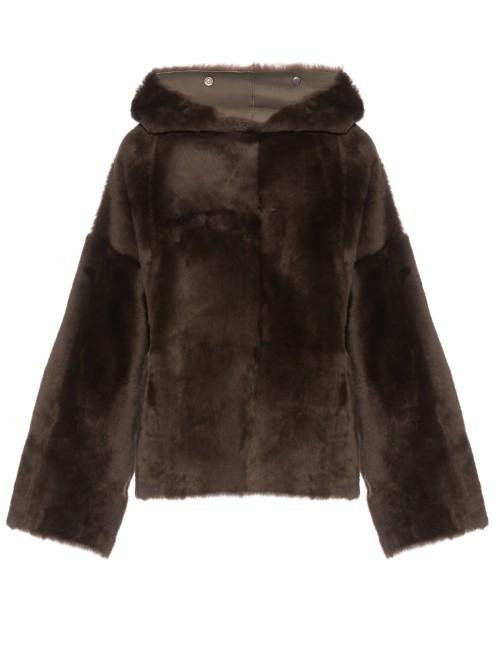 Joseph Kito Door Mouse Hooded Shearling Top