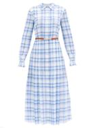 Matchesfashion.com Gabriela Hearst - Jane Belted Checked-cotton Midi Shirt Dress - Womens - Blue White