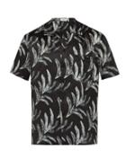 Matchesfashion.com Commas - Banana Leaf Print Short Sleeved Silk Blend Shirt - Mens - Black