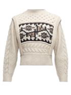 Matchesfashion.com Isabel Marant Toile - Rioja Jacquard-patterned Cable-knit Sweater - Womens - Ivory Multi