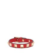 Matchesfashion.com Valentino Garavani - Rockstud Leather Bracelet - Womens - Red