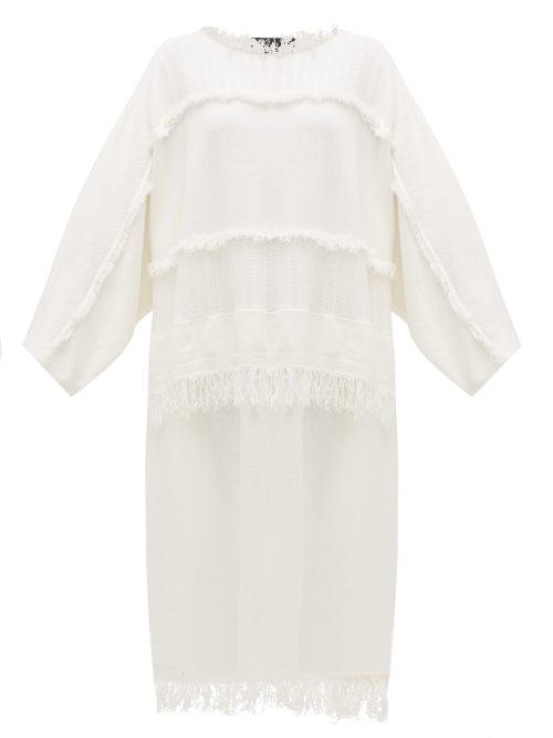 Matchesfashion.com Joseph - Fringed Panelled Cotton-blend Kaftan - Womens - White