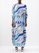 Pucci - Printed Silk-crepe De Chine Kaftan - Womens - Blue Print