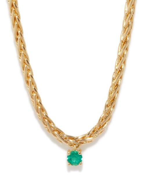 Yvonne Lon - Emerald & 18kt Gold Necklace - Womens - Yellow Gold