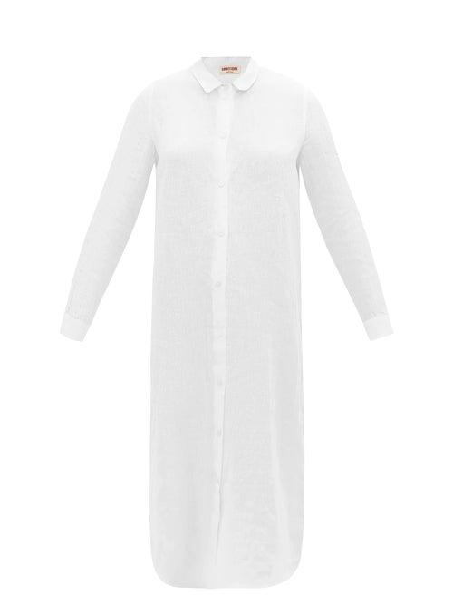 Emporio Sirenuse - Dove Linen-voile Shirt Dress - Womens - White