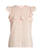 Vilshenko Layla Striped Silk And Cotton-blend Top