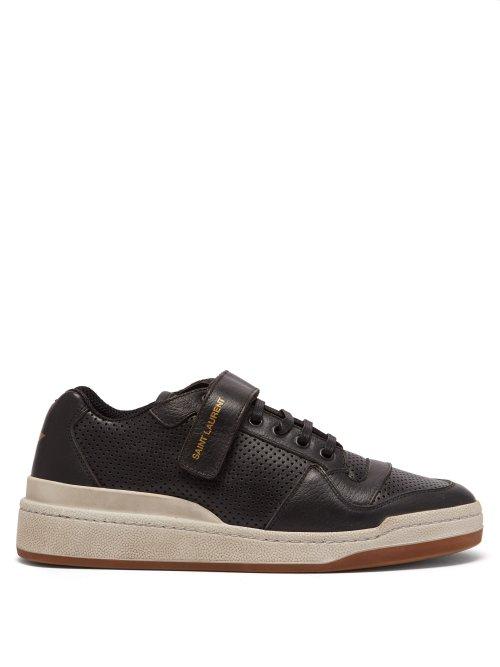 Matchesfashion.com Saint Laurent - Travis Perforated Low Top Leather Trainers - Womens - Black