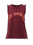 Matchesfashion.com The Upside - Sarah Ruffled Logo-print Cotton-jersey Tank Top - Womens - Burgundy
