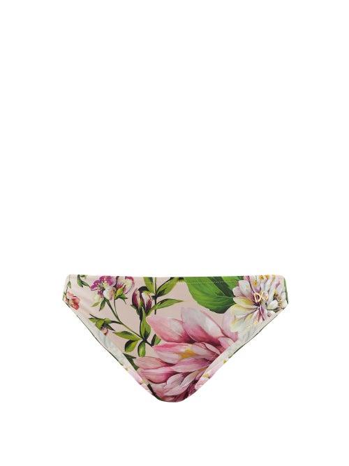 Matchesfashion.com Dolce & Gabbana - Rose-print Bikini Briefs - Womens - Pink Print