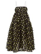 Matchesfashion.com Cecilie Bahnsen - Sofie Floral Appliqu Organza Midi Dress - Womens - Black Yellow