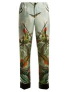 F.r.s - For Restless Sleepers Bird-print Straight-leg Silk-twill Trousers
