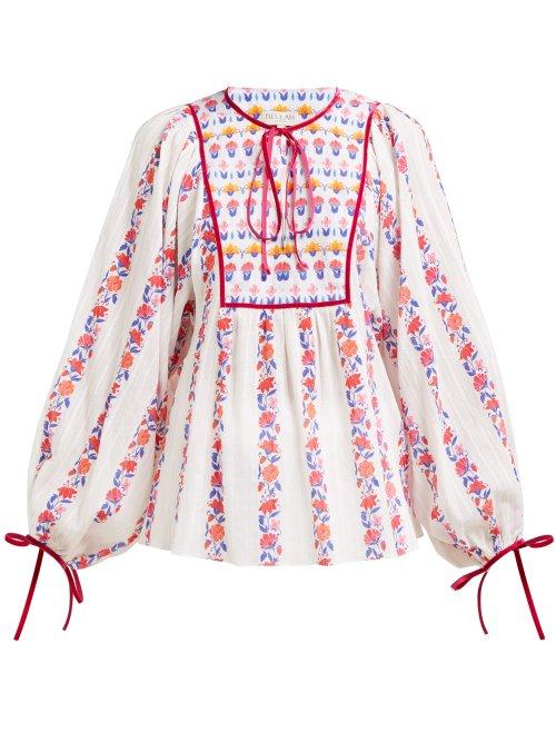 Matchesfashion.com Beulah - Talika Floral Print Cotton Blouse - Womens - White Multi