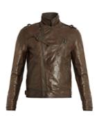 Bottega Veneta Intrecciato-trimmed Leather Biker Jacket